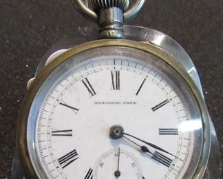 #119 - Aurora Chronograph National Park, 72180, 1886, 18s, 11j, moves freely - $250