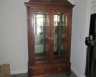 ETHAN ALLEN LIGHTED CHINA CABINET.