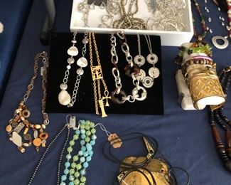 TONS OF GREAT JEWELRY.  EXCELLENT COSTUME JEWELRY AND QUITE A BIT OF STERLING.  THE STERLING IS NOT ONSITE  UNTIL THE  SALE BEGINS ON FRIDAY.