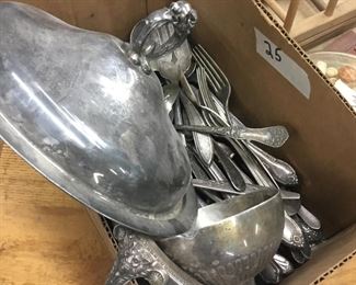 Box of old silver ware