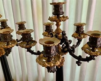 Napoleon III gilt bronze & black marble candelabras                           27"h 10" diameter