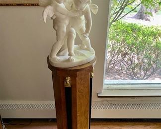Marble sculpture of cherubs after E. M. Falconet (1716-1791)   18"h x 12"x 10"  (wing repaired)