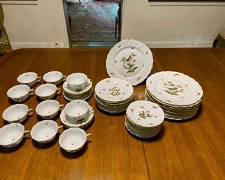 Herend "Rothschild Birds" china                                                      12 10.25" dinner plates, 11 7.5" salad plates, 11 6" bread plates, 12 cups & saucers
