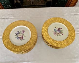 Heinrich & Co. gilt rimmed floral plates 