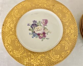 Heinrich & Co. gilt rimmed floral plates 