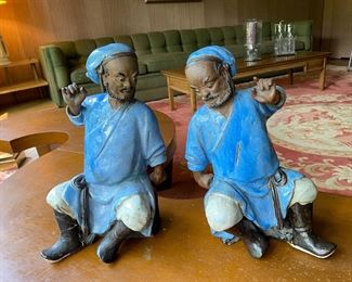 Chinese pottery figures (repaired) 16"h 