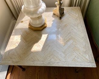 travertine-top end table