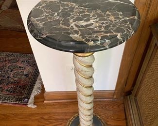 antique painted marble-top pedestal