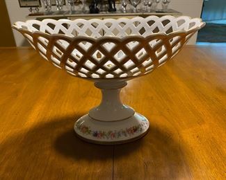 Limoges reticulated footed bowl