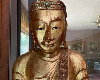 Burmese 5' giltwood standing Buddha figure