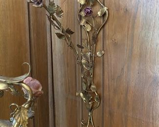 Italian tole floral hanging candle holder                 (potentially could be electrified)