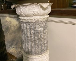 Carved marble pedestal  38"h  