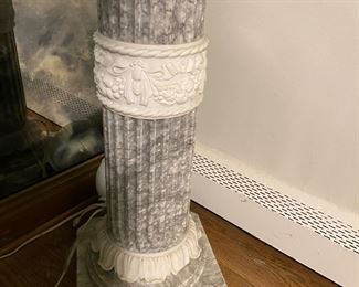 Carved marble pedestal  38"h  