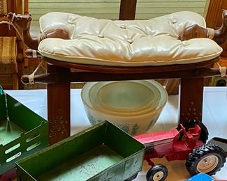 RARE Vintage Camel head cushioned stool.