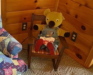 Vintage Child's rocker, vintage bear.