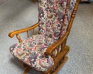 Vintage Glider Chair with gliding ottoman.