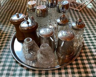 assorted Vintage salt and pepper mill and shakers.