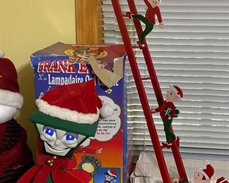 Christmas Santa and Elves ladder climbers.