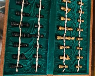 Brass Chess Set in Wooden Box