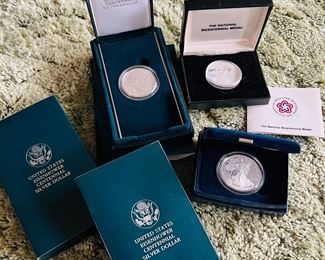 Eisenhower silver dollars w COA & Case 