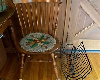 S.Bent & Bros. Colonial chair; metal wood rack.