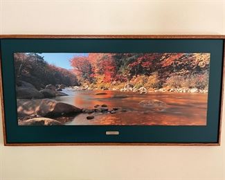 Framed David Noton photograph titled “Saco River”.