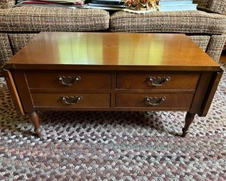 Four-drawer drop-leaf coffee table/chest by Carl Forslund.