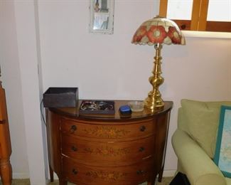 DEMI LUNE CABINET                                                                              SOLD -  LEADED GLASS LAMP