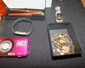 DIGITAL CAMERA - FIT BIT - FOSSIL WATCH - VINTAGE PEN SET