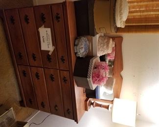 Maple vintage chest with hats from 60's