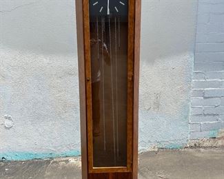 George Nelson for Howard Miller Burl Wood and Rosewood Grandfather Clock