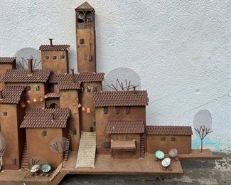 C. Jere Mixed Metal Village Sculpture. 