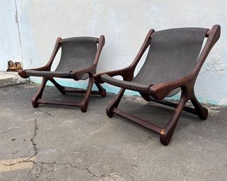 Don Shoemaker for Senal Sloucher Rosewood and Leather Sling Chair