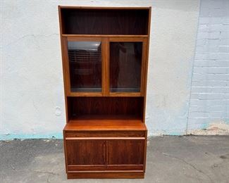 Rosewood Bookcase with 2 Glass Shelves (Darker)