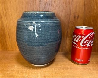 Marked Studio Pottery Blue Vase