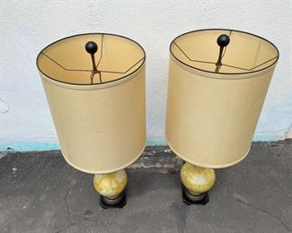 Pair of Paul Hanson Yellow Floor Table Lamps
