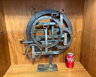 Signed Frank Cota Metal Brutalist Sculpture