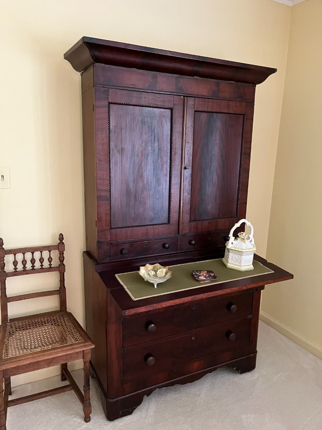 Antique mahogany Secretary/Bookcase (ca. 1840). Full description in "Details".  Bid item starting at $1,200.
