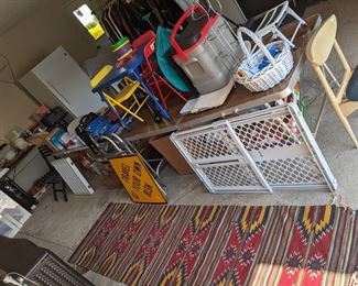 YELLOW SIGN, COOLER, CHILD'S TABLE + CHAIRS SOLD