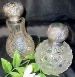 J Grinsell & Sons 1891 pair of Edwardian Sterling Silver Hobnail Glass Bottles
