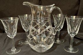 SUBLIME ST. LOUIS WATER GOBLETS FROM FRANCE AND RALPH LAUREN PITCHER