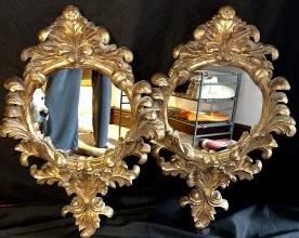 PAIR OF 18TH CENTURY ROCOCO STYLE GILT MIRROR REPRODUCTIONS