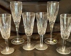 SPECTACULAR WATERFORD FLUTED CHAMPAGNE AND CORDIAL/APERTIF GLASSES