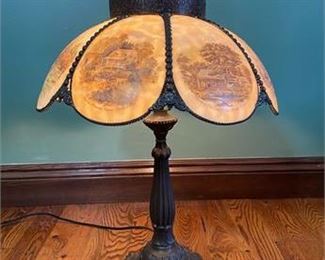 Tiffany Style Currier Ives Lamp 