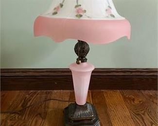 Vintage Pink Frosted Glass Lamp 