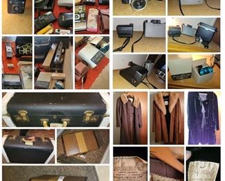 Retro cameras luggage 1950s coats