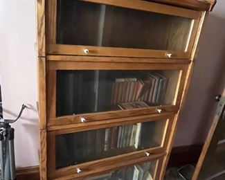 Antique lawyers bookcase and antique books.