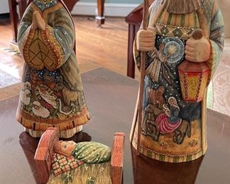 Carved Wood Mary, Joseph and Baby Jesus.