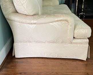 Baker Furniture Down-Filled Damask Upholstered Sofa. Measures 86” W x 44” D. Great As Is - SUPER Comfy - But Bones Make It Ideal for Reupholstering. Photo 2 of 4. 