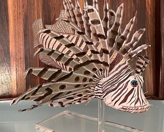 Lion Fish Sculpture on Lucite Base. Photo 1 of 2.